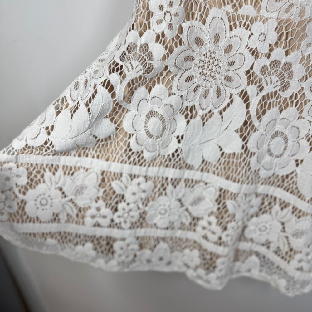 For Love & Lemons White Lace Fit Flare Sleeveless Dress Lined Boho Festival XS - Picture 8 of 15